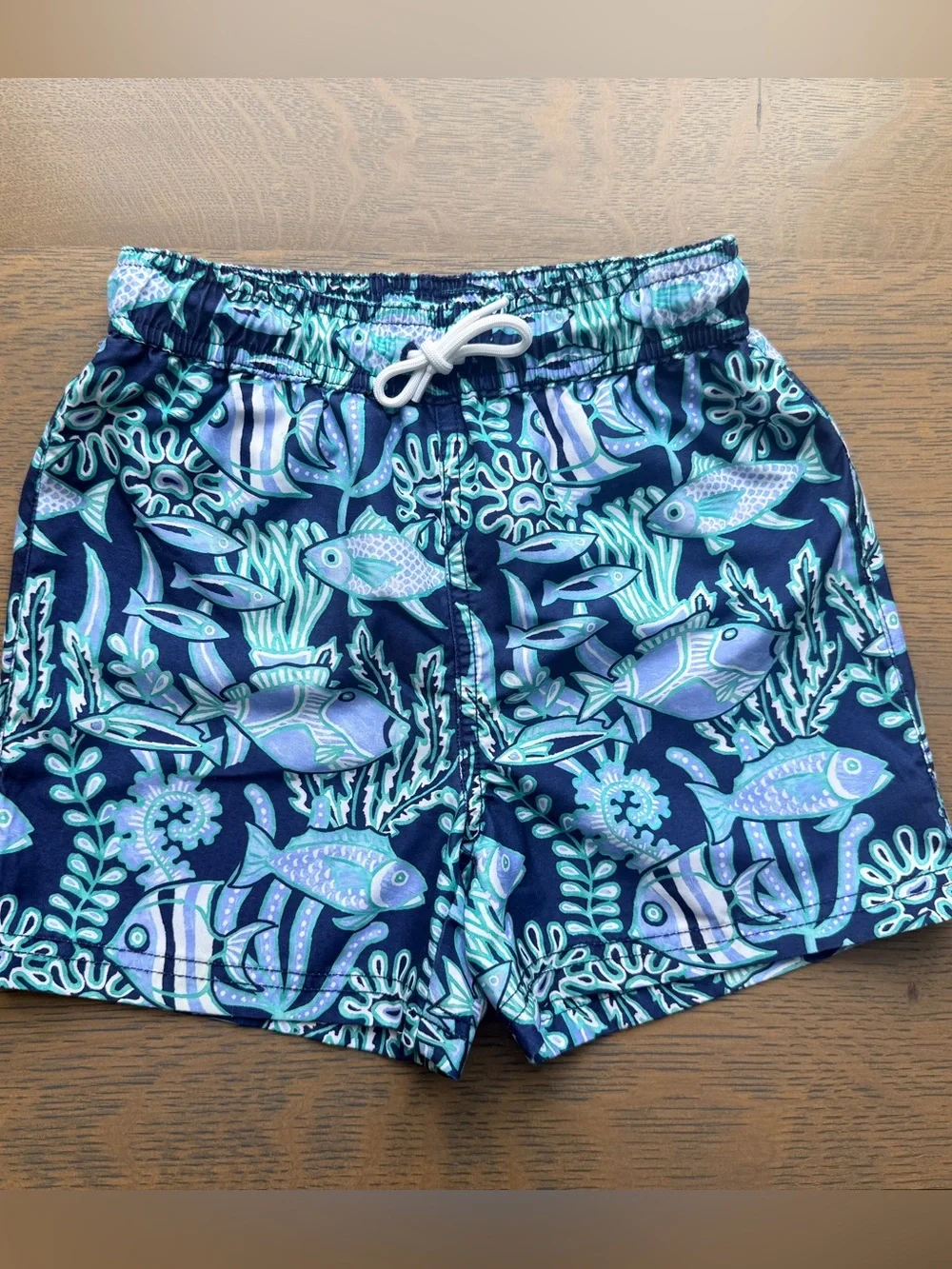 Janie and Jack Boys Tropical underwater print Swim Trunks. - Size 6